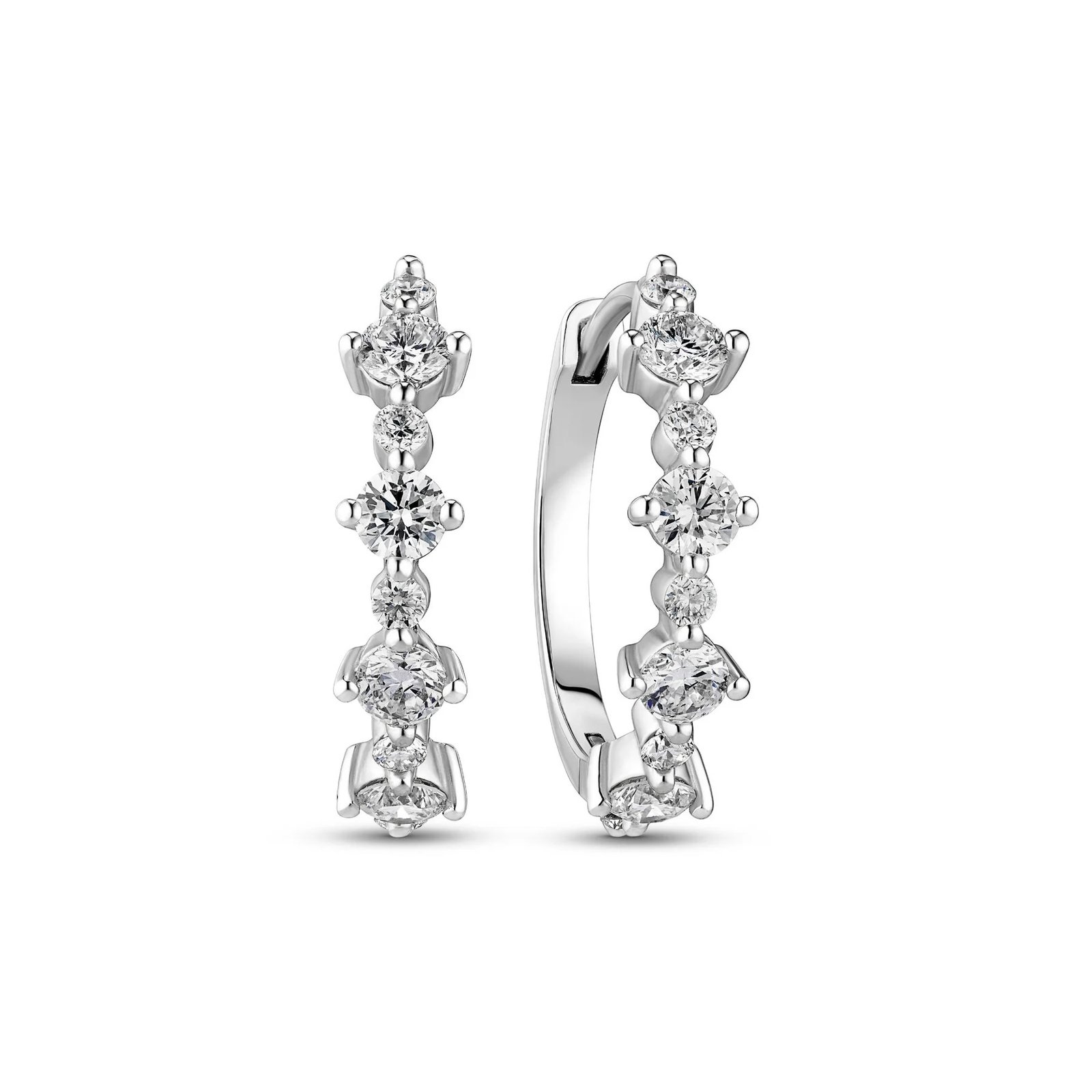 Sif Jakobs Jewellery | Belluno Tre Diamond Hoop Earrings (14k White Gold & Lab-Grown Diamonds)