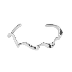 Sterling Silver Sculptural Wave Bangle