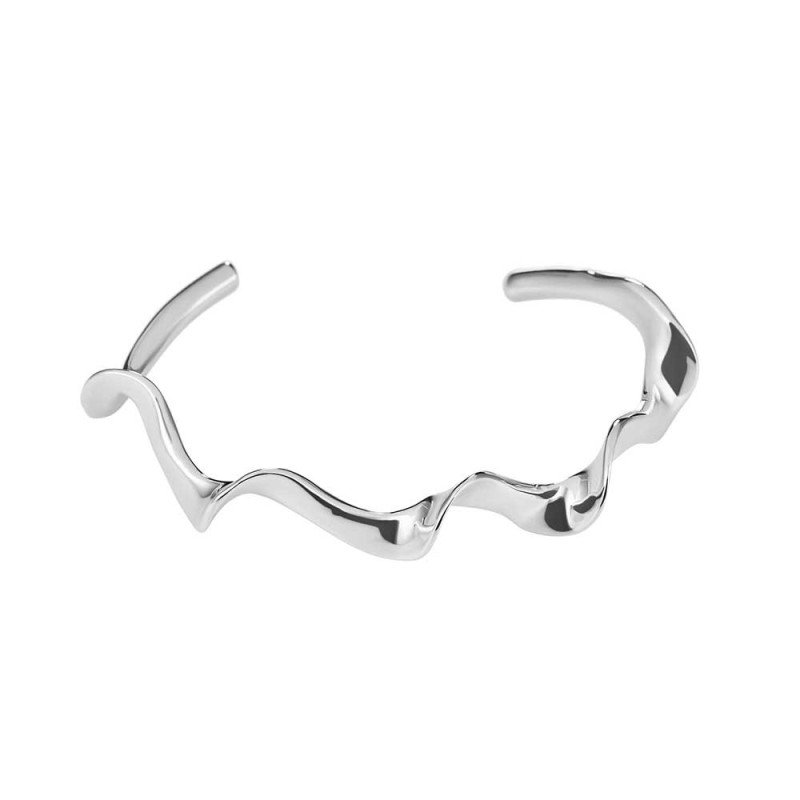 Sterling Silver Sculptural Wave Bangle