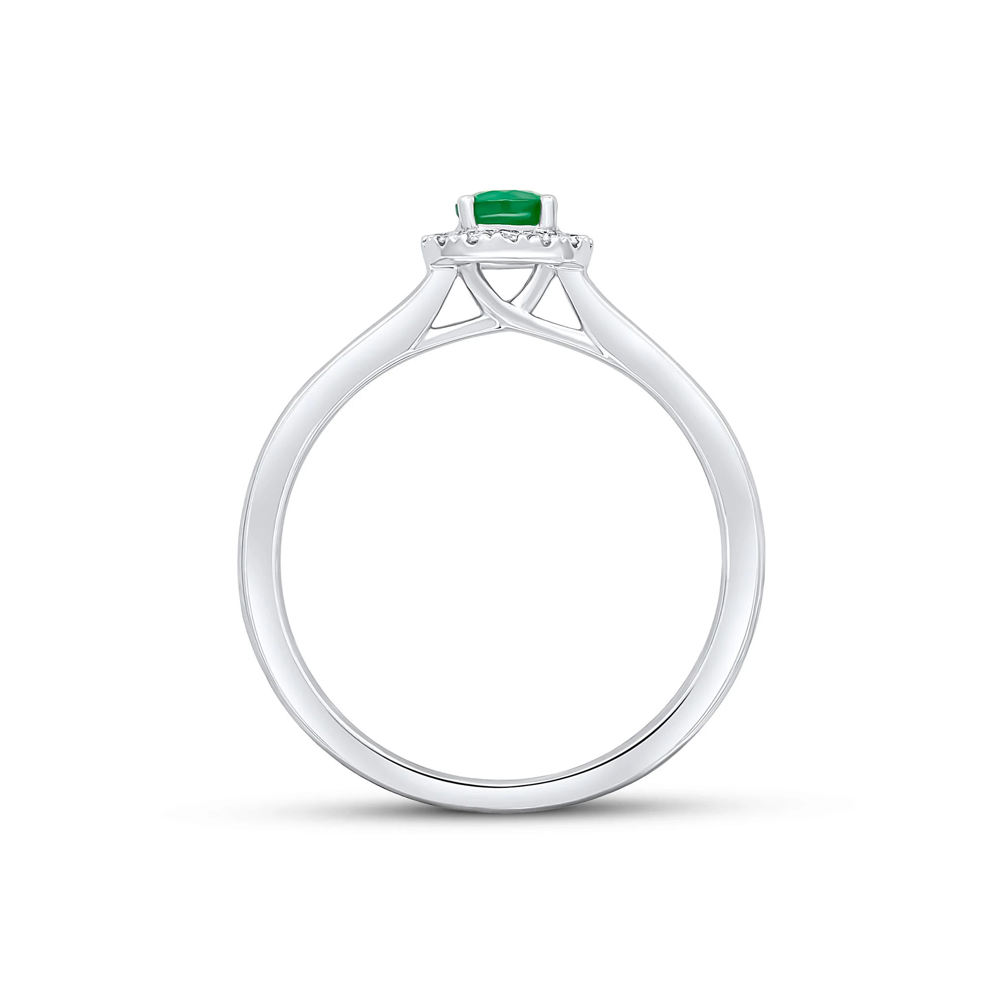 18CT White Gold Round Emerald & Diamond Cluster Ring (3mm) - Image 2