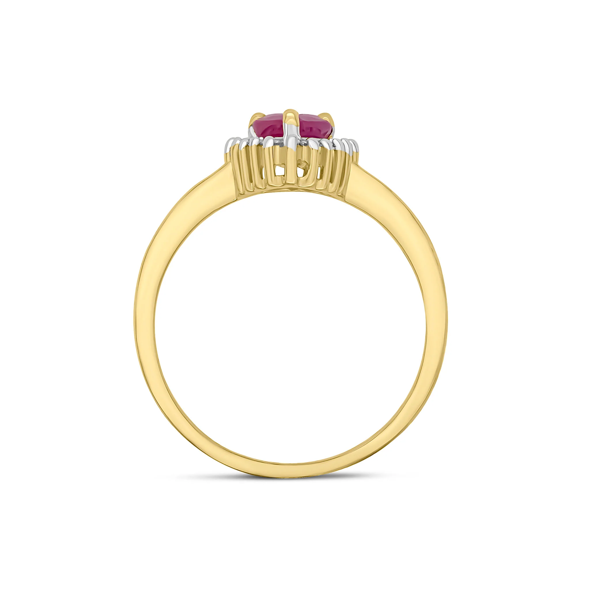 9CT Yellow Gold Pear Shaped Ruby & Diamond Cluster Ring 7x5mm - Image 2