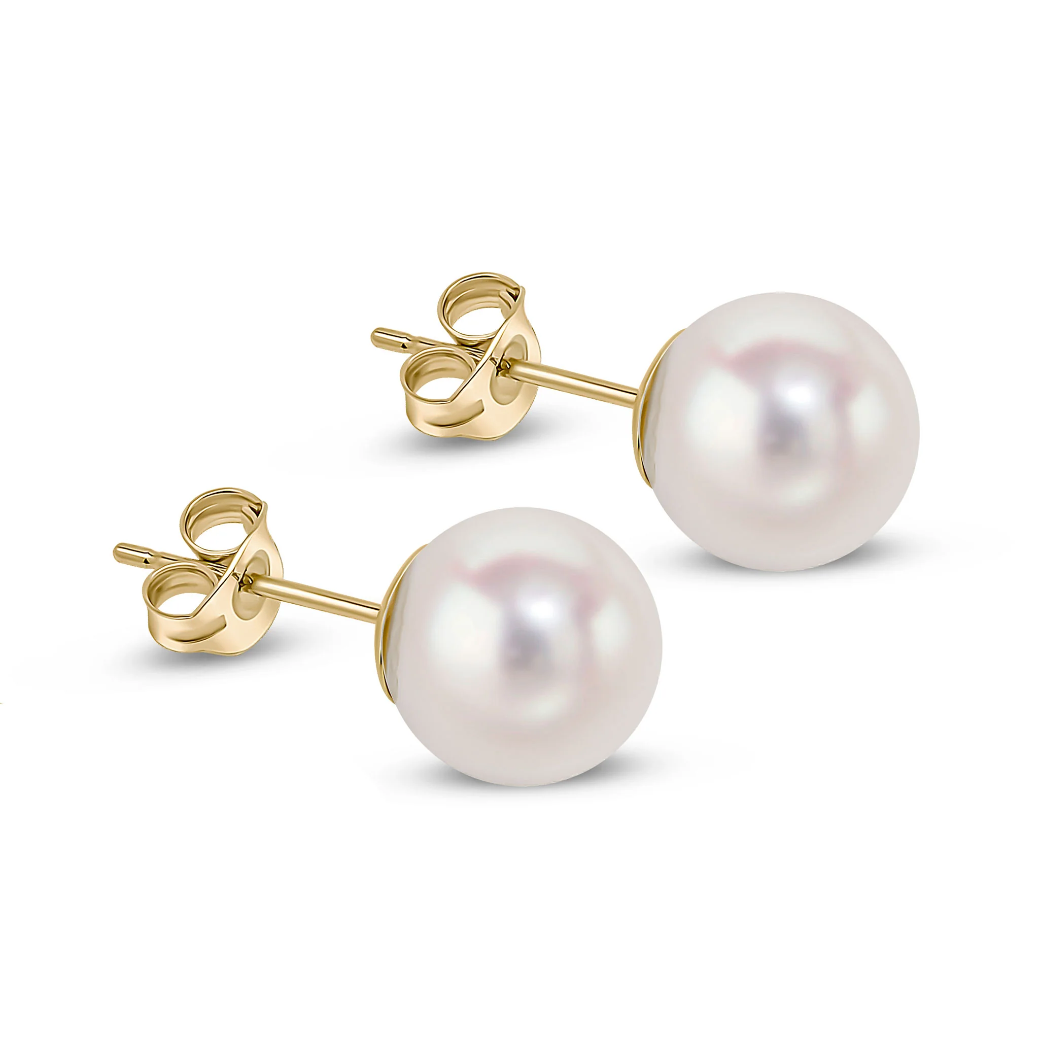 9CT Yellow Gold Akoya Pearl Stud Earrings – 8-8.5mm
