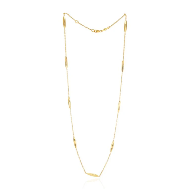 9CT Yellow Gold Marquise & Chain Necklace – 18″ (45 cm)