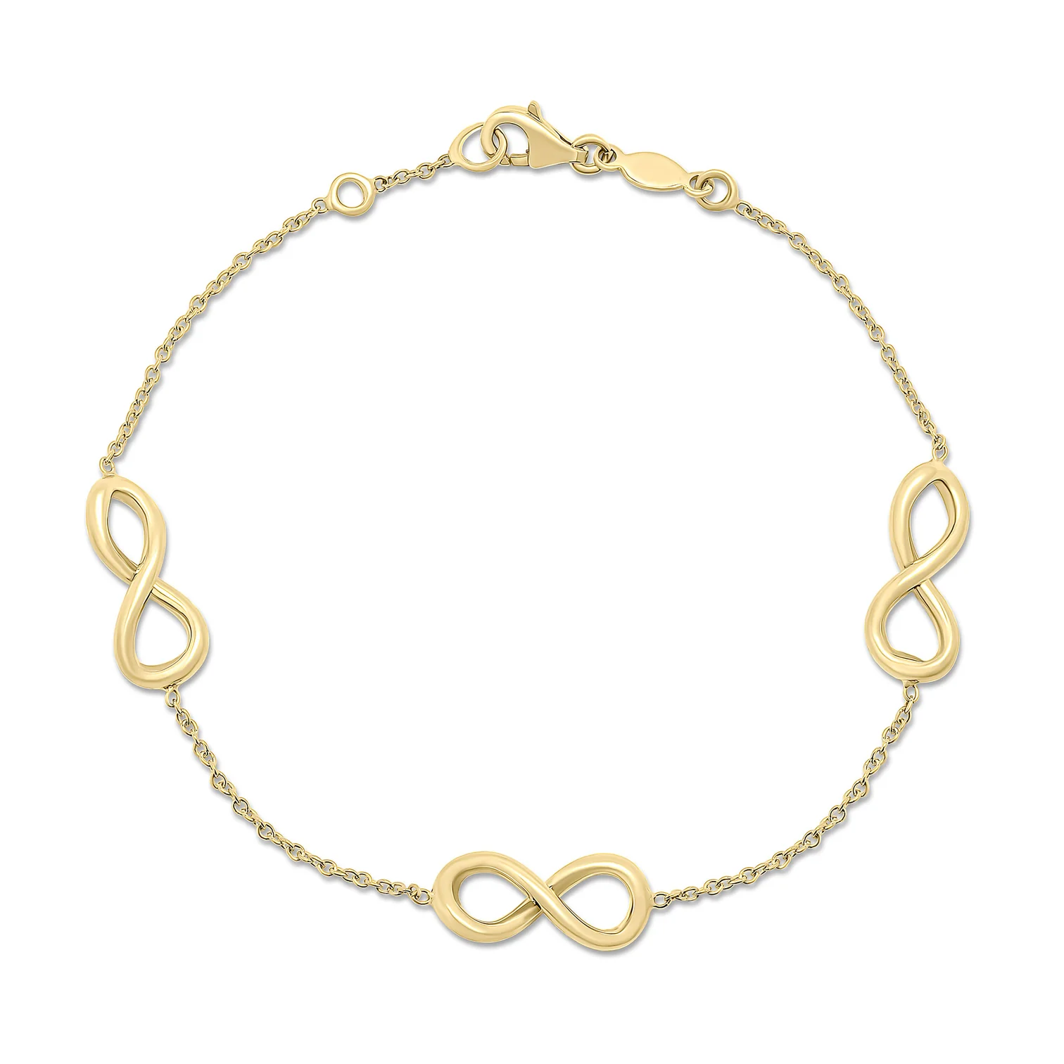 The "Sonning" - 9CT Yellow Gold Infinity & Chain Bracelet 7.25"