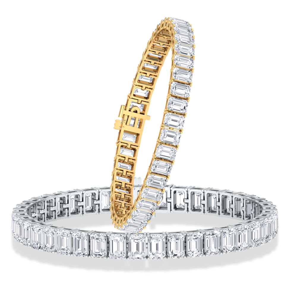 Eleanor Gold Emerald Cut Diamond Vertical Line Bracelet