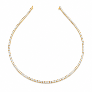 Fara Gold 4 Claw Round Graduated Diamond Line Necklace