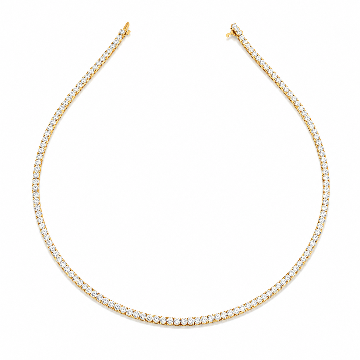 Fara Gold 4 Claw Round Graduated Diamond Line Necklace