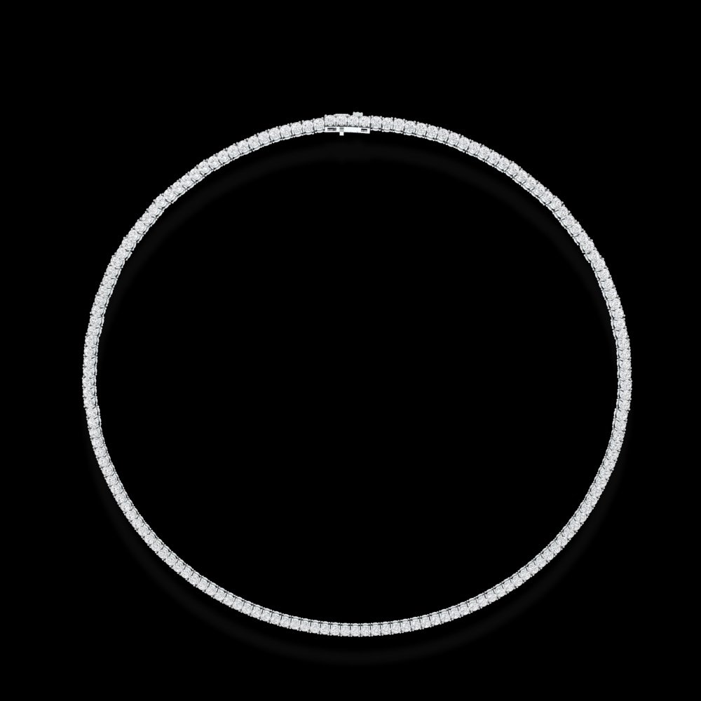 Esther Round Brilliant 4 Claw Diamond Line Necklace - Image 2