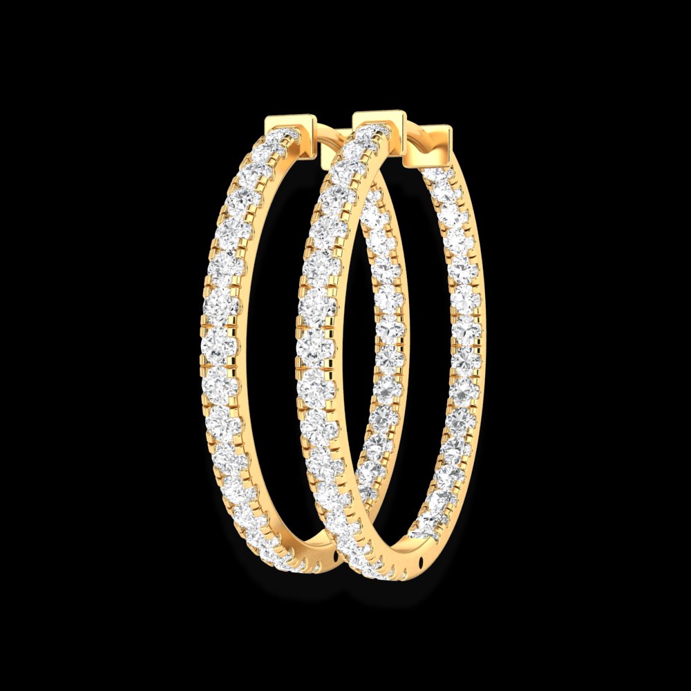 Bailey Gold Round Brilliant Diamond Hoop Earrings