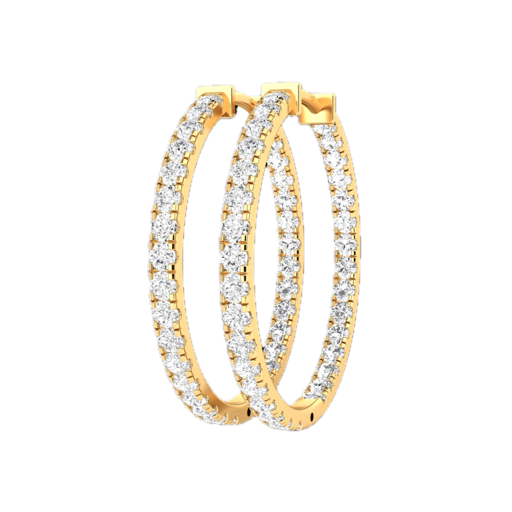 Bailey Gold Round Brilliant Diamond Hoop Earrings