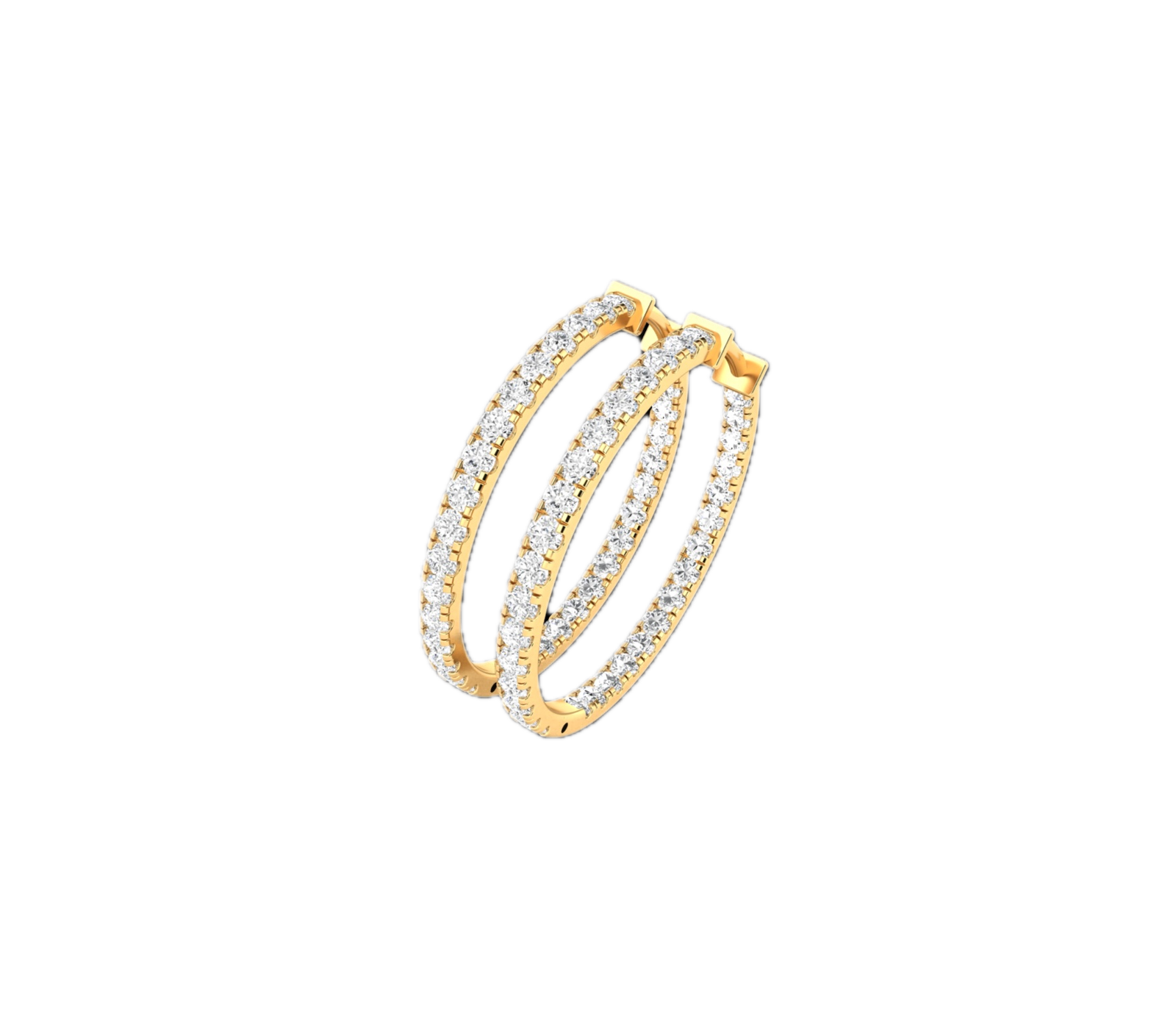 Bailey Gold Round Brilliant Diamond Hoop Earrings - Image 2
