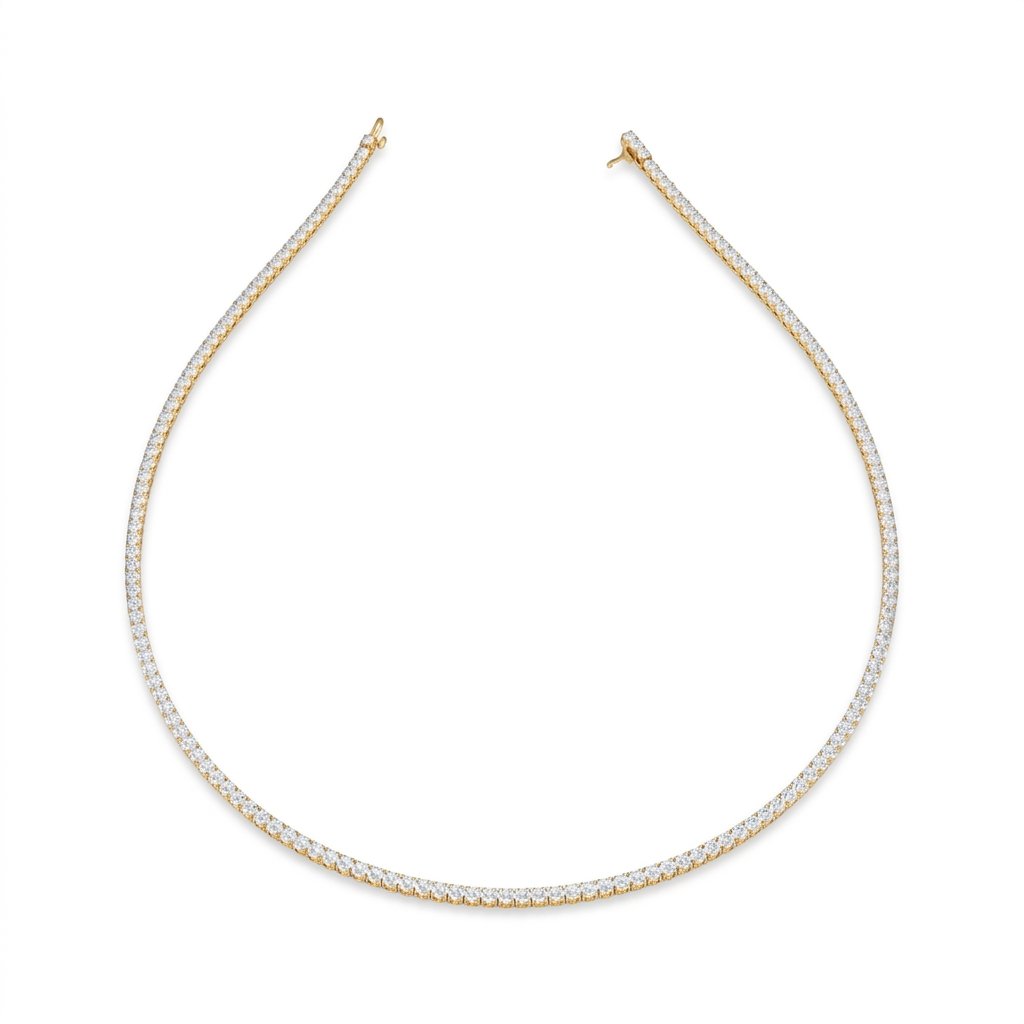Esther Round Brilliant 4 Claw Diamond Line Necklace