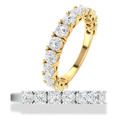Gold Cushion Cut Diamond Eternity Ring